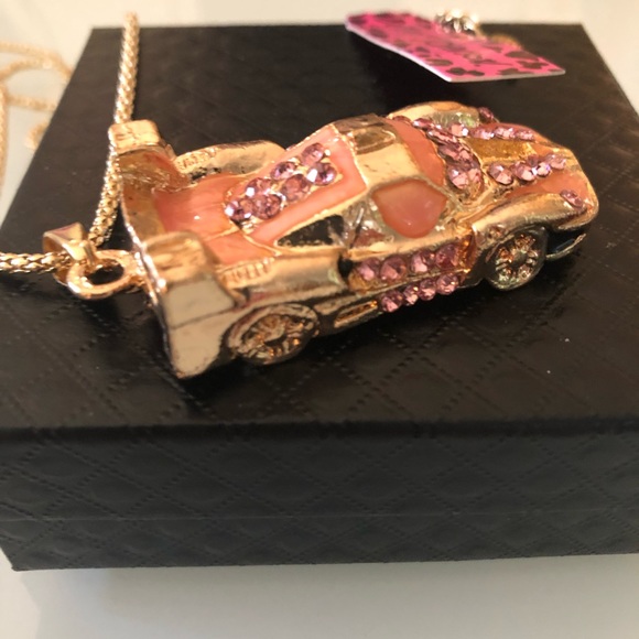 Race Car Pink Gold Necklace Betsey Johnson new - Picture 5 of 8